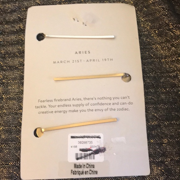 ANTHROPOLOGIE ZODIAC SIGNS BOBBY PINS ARIES nwot - Picture 4 of 4